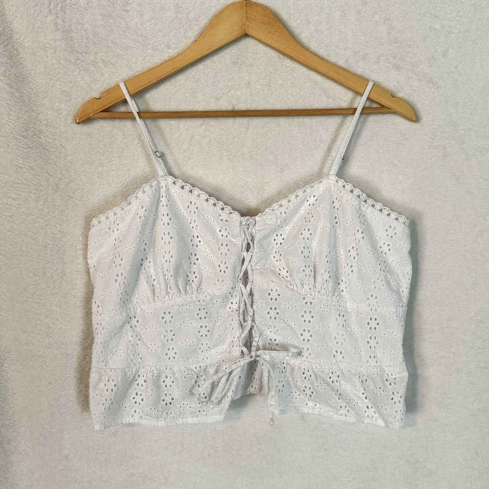 Wild Fable White Eyelet Lace-Up Camisole